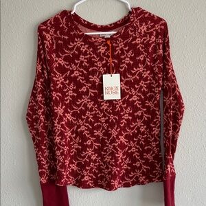 Knox Rose Women's Burgundy Floral Thermal Shirt